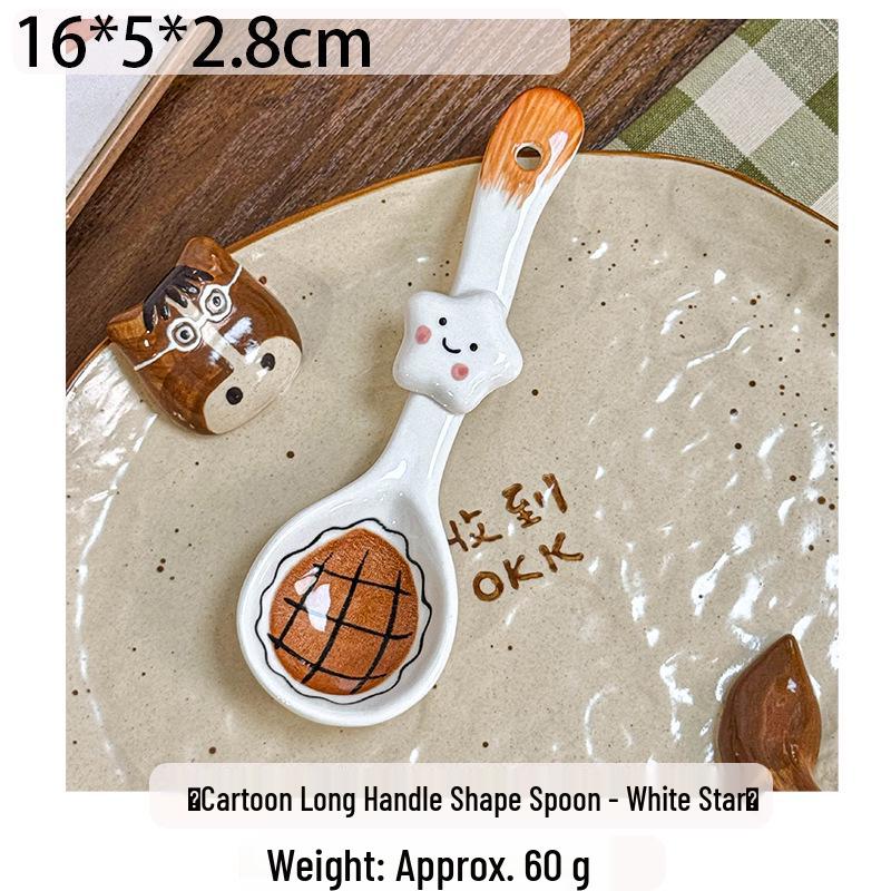 Long-Handled Ceramic Soup and Dessert Spoon Set: Cute, High-Value Spoons for Ice Cream and Coffee.