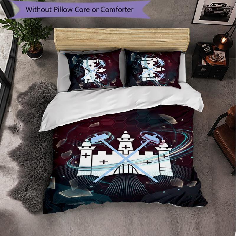 West Ham United Calcio Set Biancheria da Letto 3 Pezzi Morbido Set Copripiumino con Federe Set Decorazione Camera da Letto per la Casa
