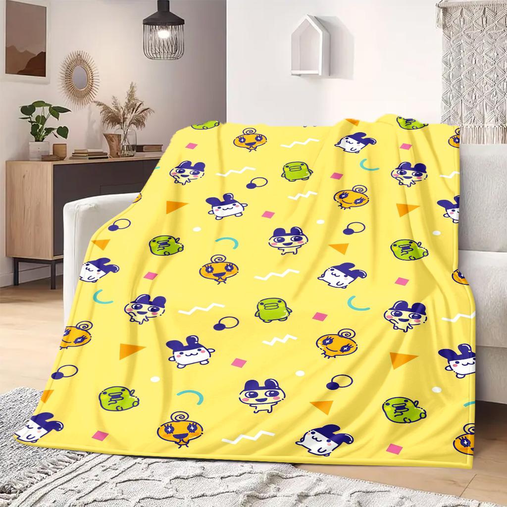 Tamagotchi Anime Print Blanket Warm Comfortable Flannel Blanket Suitable for Bedrooms, Sofas, Beds, Chairs, Picnics, Travel