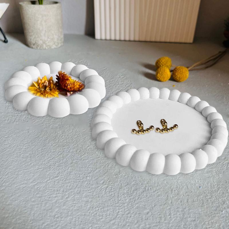 Plate Storage Coaster Mold DIY Cement Nordic Plaster Coaster Round Tray Pottery Mould Home Decor Handicrafts Gift