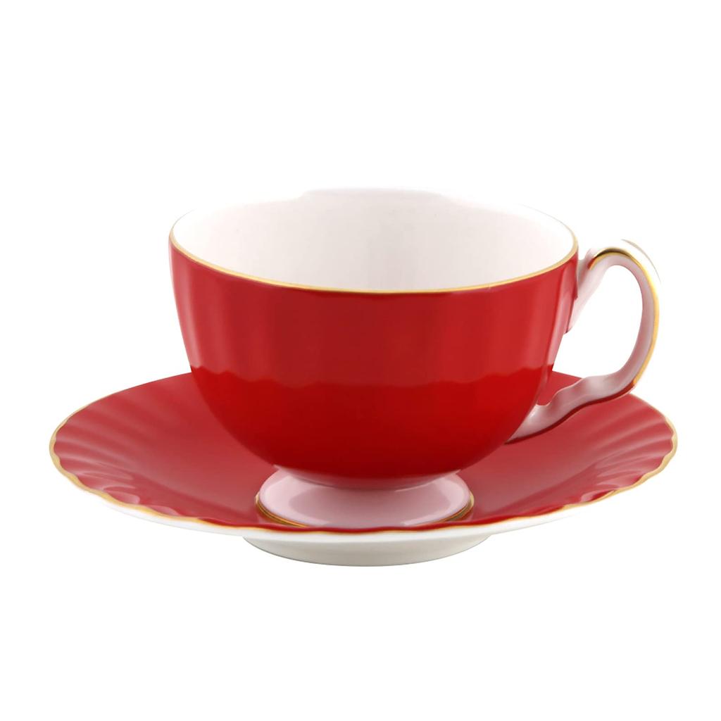 Aynsley Cottage Garden Tea Cup & Saucer, Oban, Approx. 200ml, Red, 297305206C