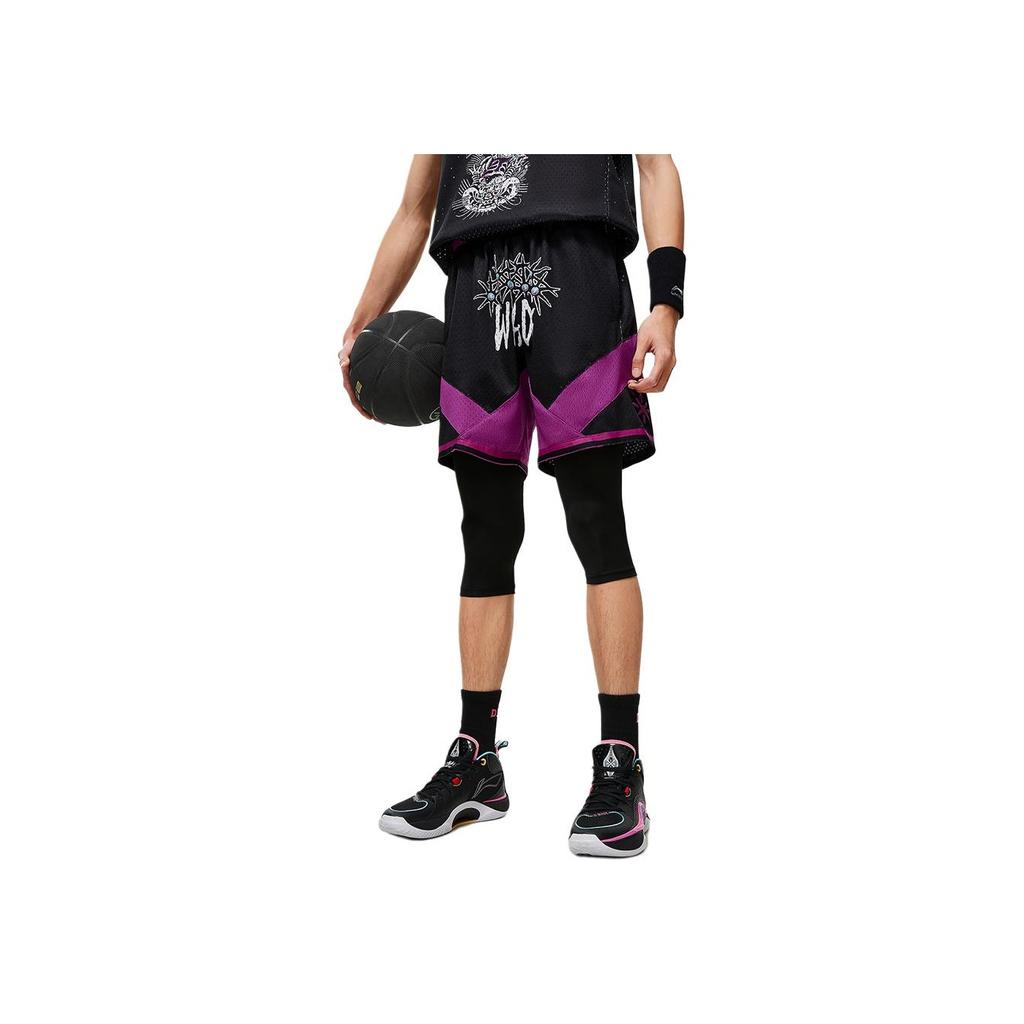 Li-Ning Wade Kuixing Dandou Series Letter Color Block Mid-Rise Straight Casual Shorts Unisex Shorts Black AAPT741-1