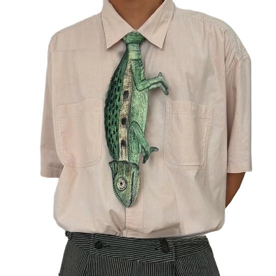 Men Shirt Tie 3D Fish Monkey Design Velvet Necktie Animal Bow Tie Neckwear Realistic Texture Versatile Style Necktie