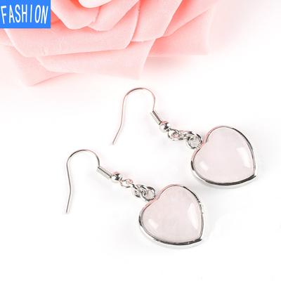 Jewelry Natural Crystal Heart Earrings Women's European and American Earrings