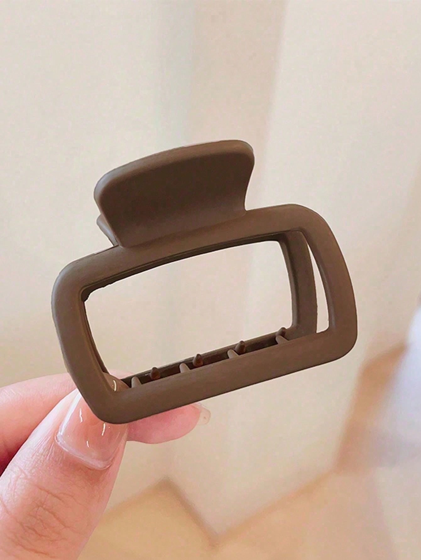 

Elegant Matte Square Hair Clips - Versatile Fashion Claw Clips, Suitable For Women , For Ponytails And Buns, Great For Everyday Styling And Makeup кавовий