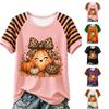 T-shirt décontracté à rayures pour femme, manches courtes, pour Halloween