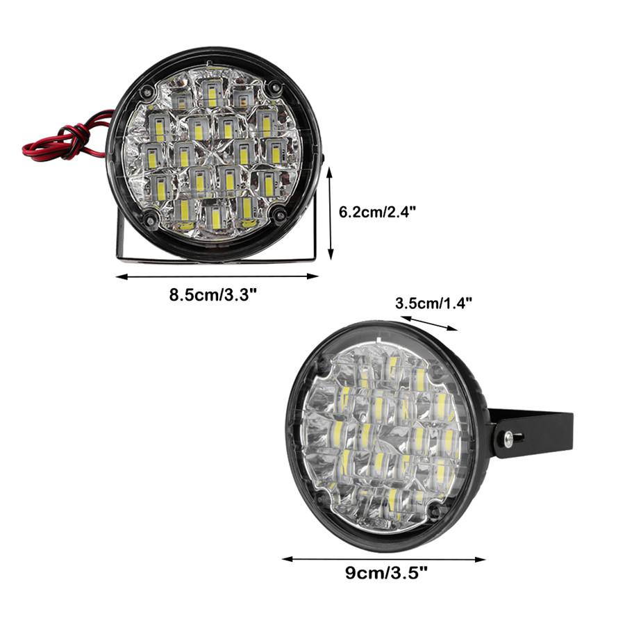 Car Drl Daytime Running Light Fog Lights Lamp Drl Fog Lamp 2Pcs 18 Led Round 12V 6500K Super Bright
