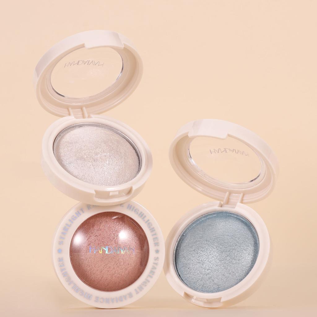 Langanhaltender Wasserfester Feiner Schimmer Highlighter, Natürlicher Glänzender Effekt, Kontur Aufhellen und Gesicht Modifizieren, Perlenschimmer Glattes Gebackenes Puder