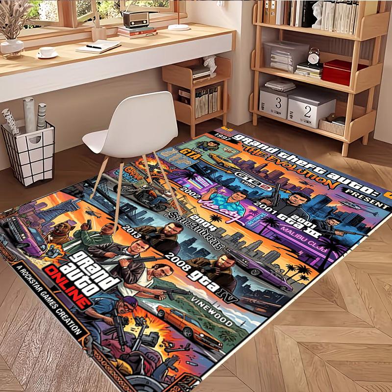 Grand Theft Auto VI Print Rug, Washable Floor Carpet, For Entryway Dorm Laundry Room Office Study, Home Decor Birthday Christmas Gift
