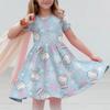 Sanrio 2026New Girls Summer Dress Fashion Cartoon Cute Hello Kitty 3DPrint Dresses Girl Short Sleeve Princess Vacation Clothing