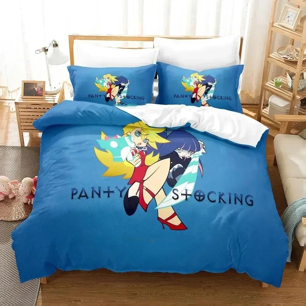 Anime Panty Stocking Garterbelt Bettwäscheset Jungen Mädchen Twin Queen Size Bettbezug Kissenbezug Bett Kinder Erwachsene Heimtextilien