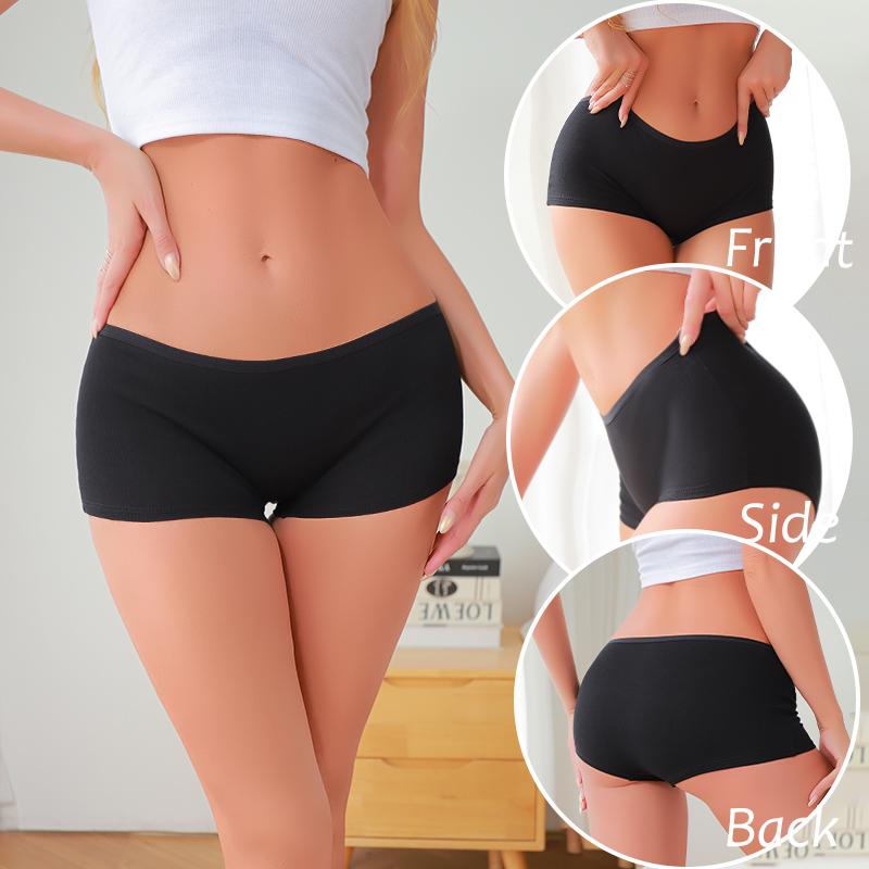 FINETOO Damen Baumwollhöschen Nahtlose Sportboxer Sichere Unterwäsche Weibliche Einfarbige Slips Gemütliche Dessous Intime Unterhosen S-XL