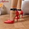 Aphixta 4.72 Inch Super High Stiletto Heels 2cm Crystals Belt Buckle Strap Moders Sandals Women Ankle-Wrap Shoes Plus Size 50