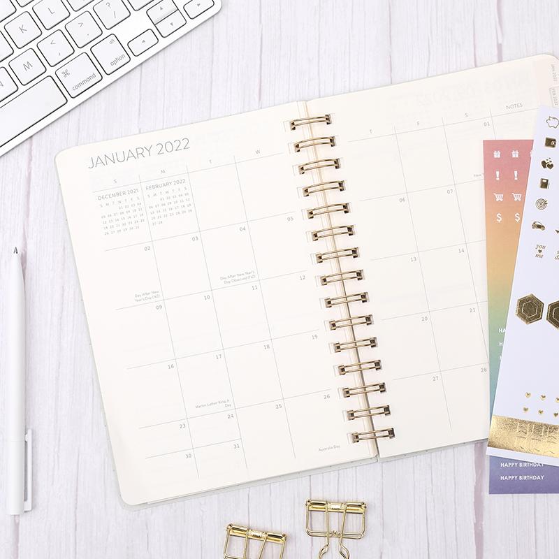 Cover Custom Spiral PU Leather Agenda 12 Months Daily Calendar Planner 2022