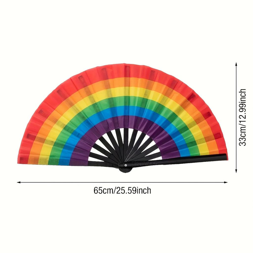 Regenbogen Faltfächer Kunststoff Tanzaufführung Fächer Rollenspiel Hochzeitsrequisite Dekorativer Fächer