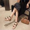 Fashion Luxury Bowknot Crytsal Thick Heel Sandals Women Elegant Ankle Strap Party Shoes Woman 2025 Med Heels Gladiator Sandalias Mujer