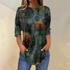 Women's Halloween Floral Print Three-Quarter Sleeve Neck T-Shirt
