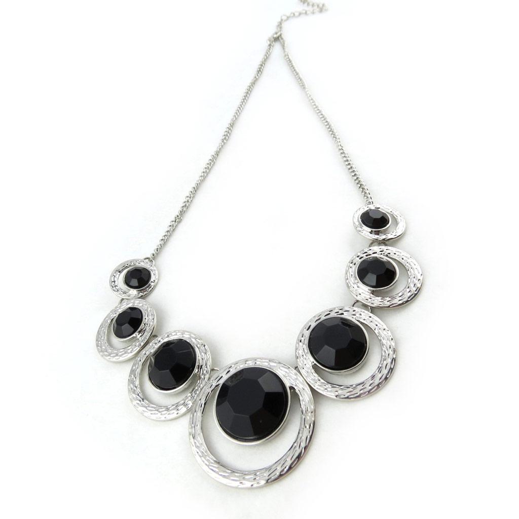 Les Trésors De Lily [N1117] - Designerski naszyjnik „Sissi” czarno-srebrny