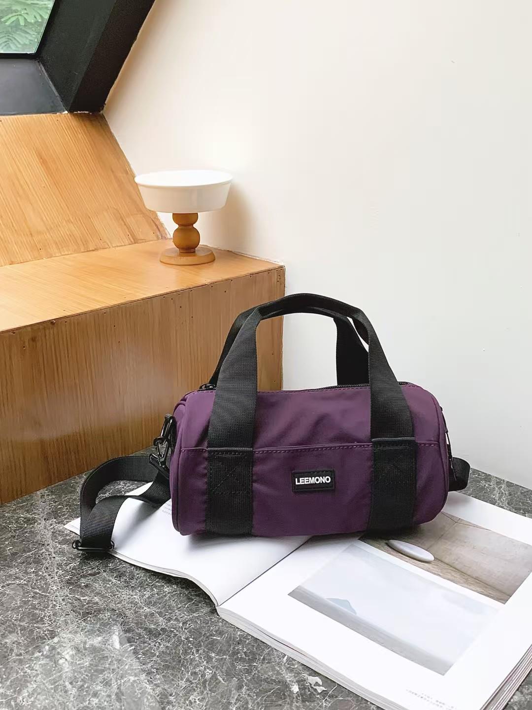 

Минималистичная сумка-цилиндр кроссбоди из ткани Оксфорд для мужчин и женщин - Маленькая сумка через плечо в стиле «Бостон» фиолетовый