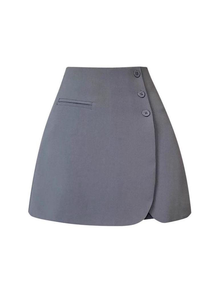 Women's High-Waist A-line Skirt with Irregular Slit and Anti-Exposure Design