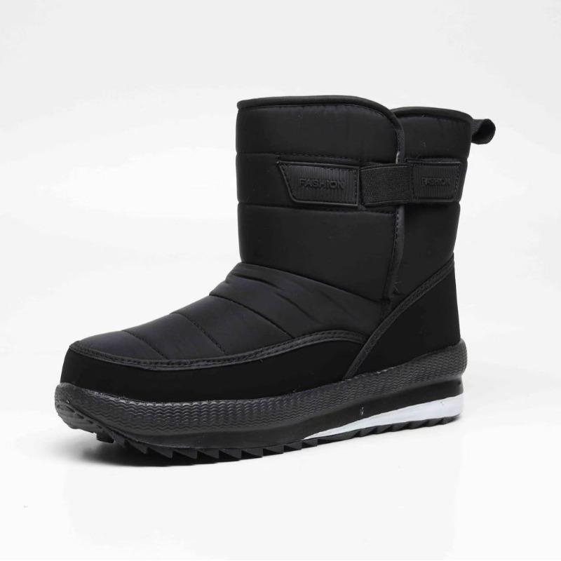 Winter black snow boots thickened warm thick sole lightweight non-slip cotton shoes large size outdoor cotton boots cold-proof