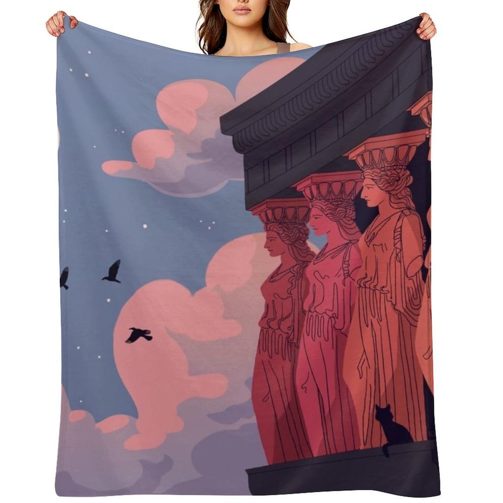 Caryatids at Dusk Throw Blanket Heavy Decoratives Flannel Sleeping Bag Blankets