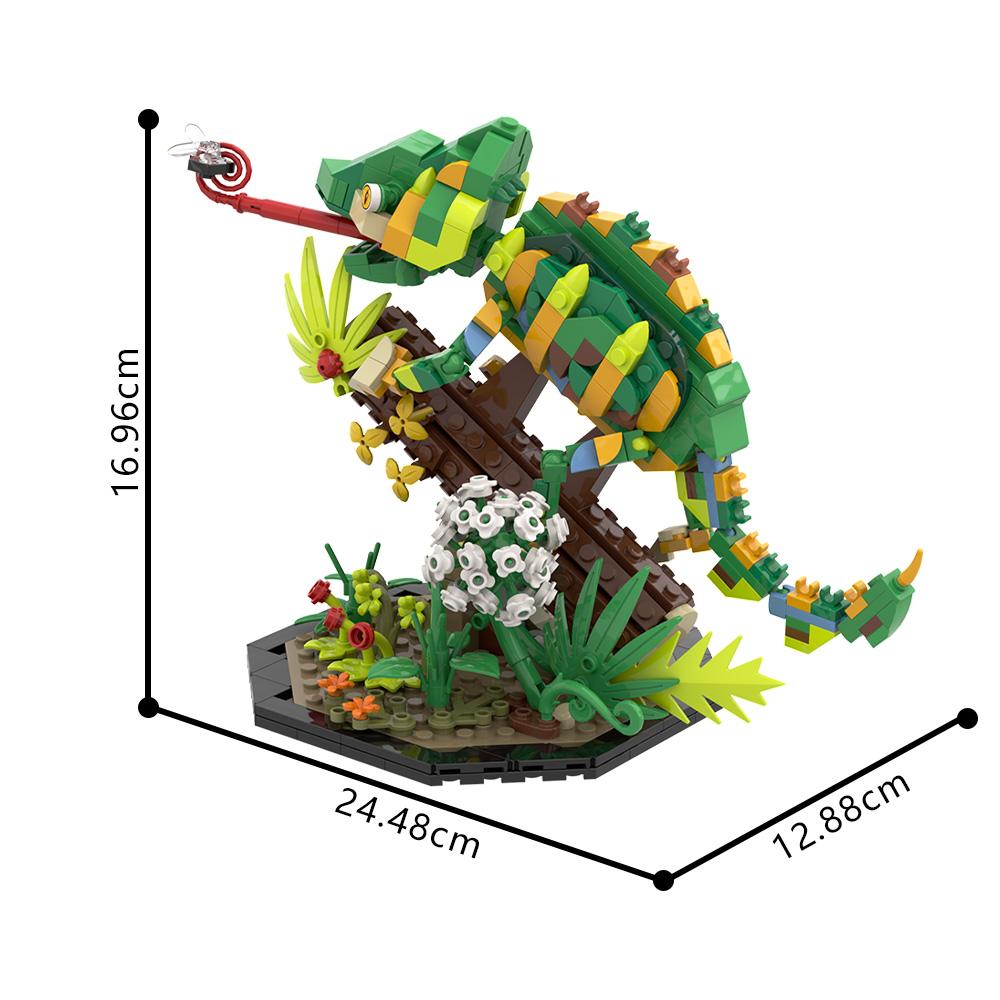 Gobricks MOC Chameleon Bricks Reptile Pet LizardInsect Building Blocks Toys Gift