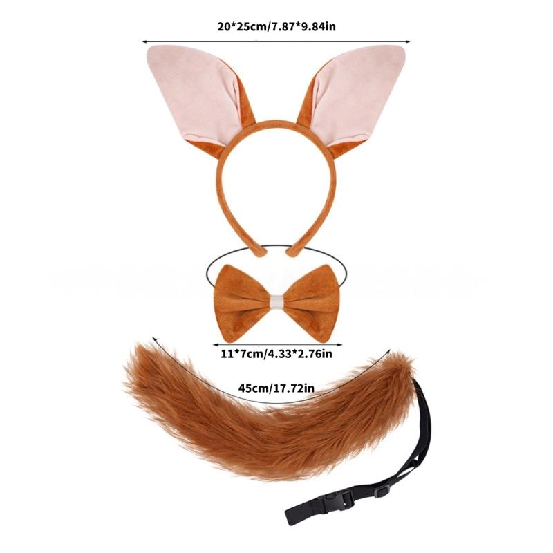Foxes Costume Foxes Ears Headband Tail Bowite Animal Fancy Costume Kit Accessories Adult Kids Halloween Cosplays Props