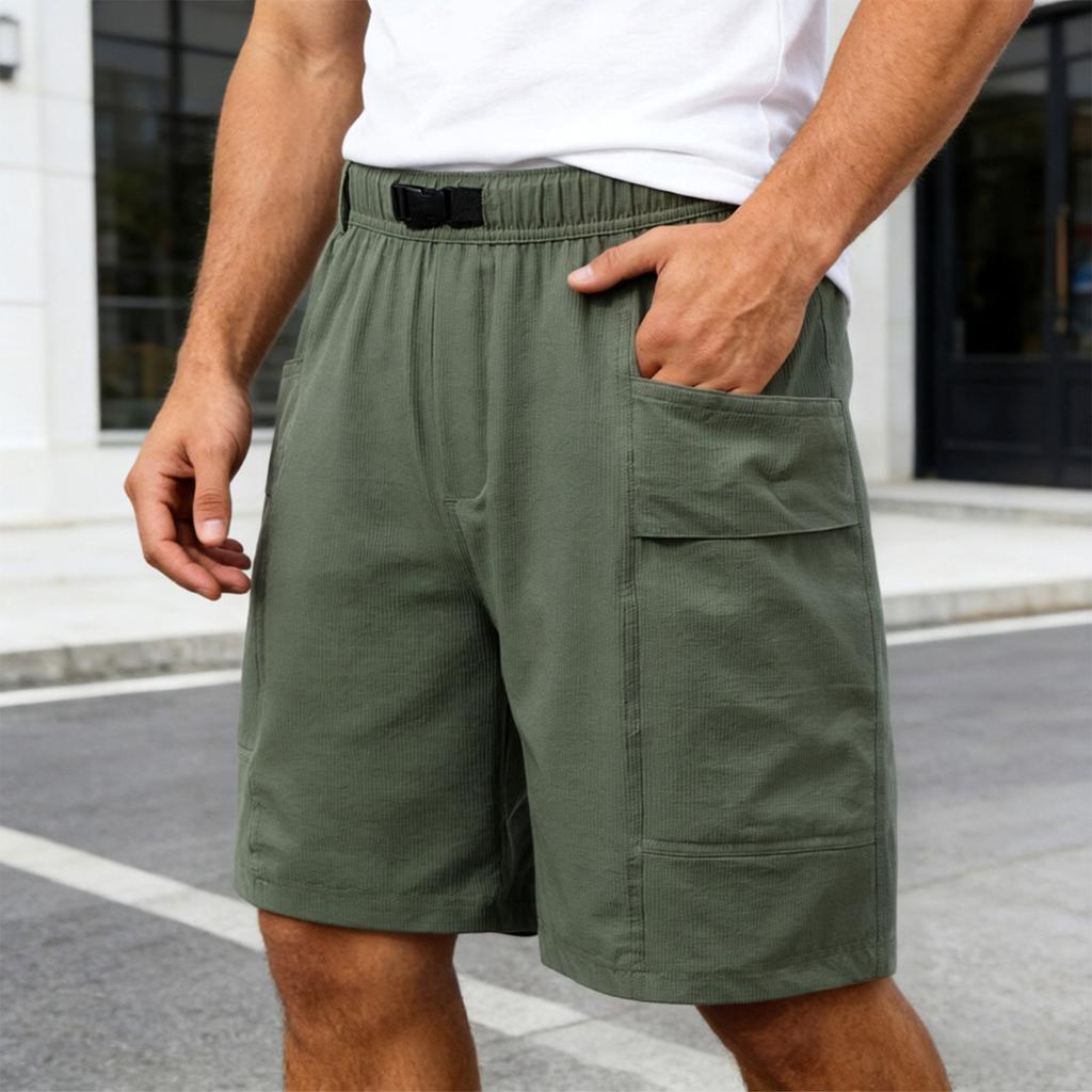 Mens Casual Twill Cargo Shorts With Stretch Cotton Drawstring Waist 4 Pockets Relax Fit Summer Shorts For Men