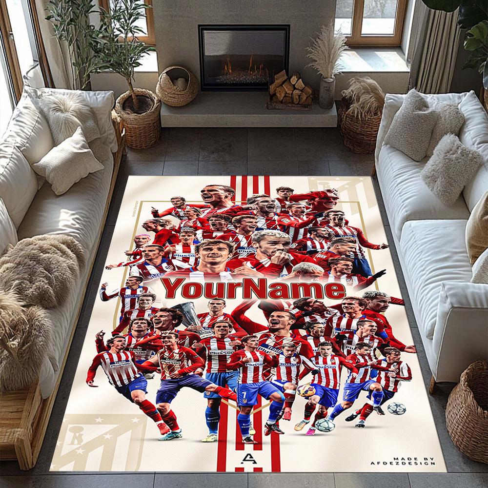 Atletico Madrid Customizable Name Floor Rug Office Rug Design for Bedrooms Outdoor Dormitory Decorate room Anti-slip Rug Decorate Offices