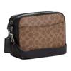 Coach Warner 22 Removable Shoulder Strap Zipper Closure Coated Canvas Crossbody Bag Small Men Bags Brown Black CW217-QBNRX