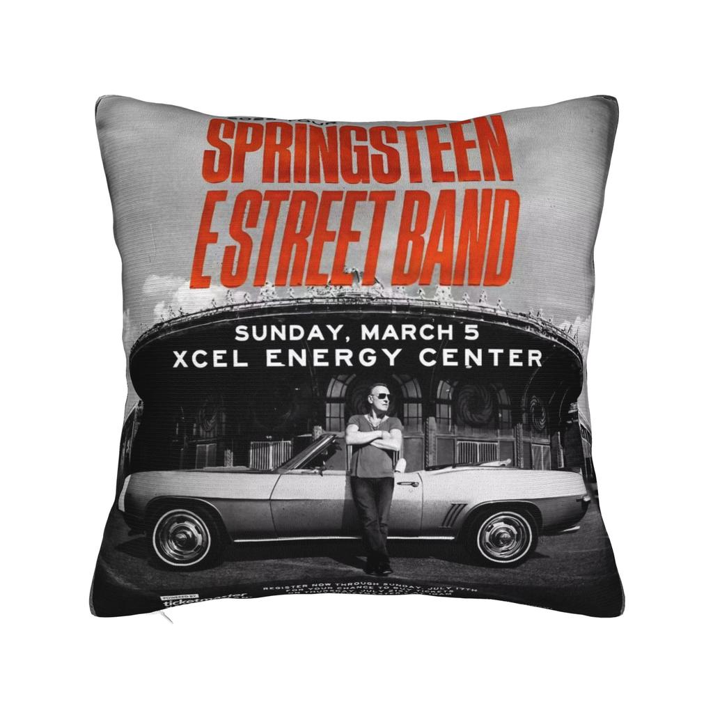Bruce The E Street Band Springsteen Square Pillow Cases Rock USA 80s Cushion Cover Custom Decorative Pillowcase for Sofa 45x45cm