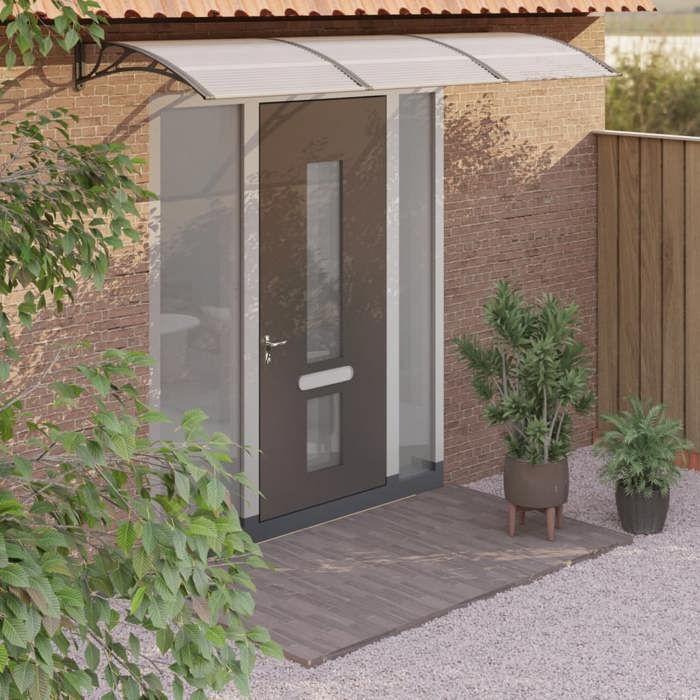 VidaXL Auvent de Porte, Marquise Solaire avec Support, Abri Protection contre Pluie, Banne Entrée Porte Patio, Noir 300x100 153569