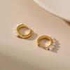 French Minimalist Ins Style Pearl Inlaid Gold Plated Hoop Earrings For Women