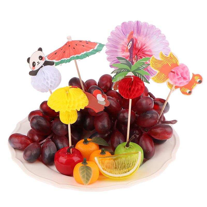 50Pcs Various Ornament Paper Umbrella Cocktail Parasols Drink Fruit Cake Topper Decorate Birthday Party Diy Home Supplies