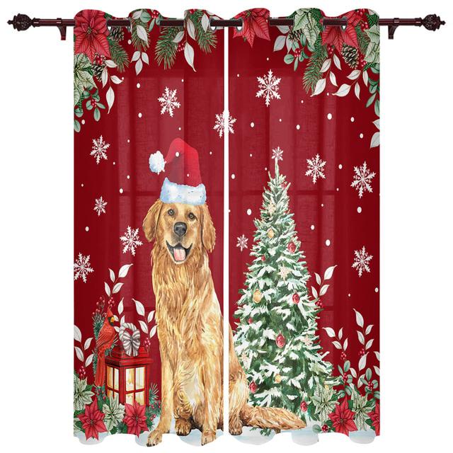 Christmas Tree Snowman Snowflake Window Curtains for Bedroom Luxury Kitchen Curtains Living Room Christmas Curtains
