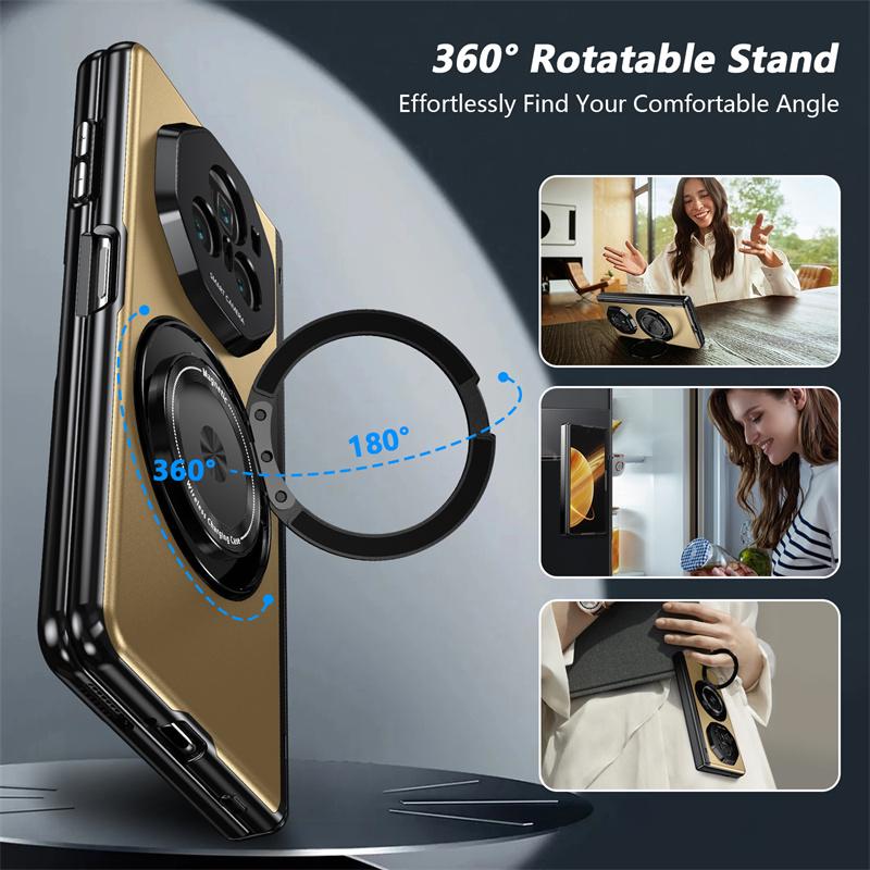 Matte Solid Color Phone Case for Honor Magic V3 v3 Hard Shell Protection Shockproof Film Protector with Holder Cover