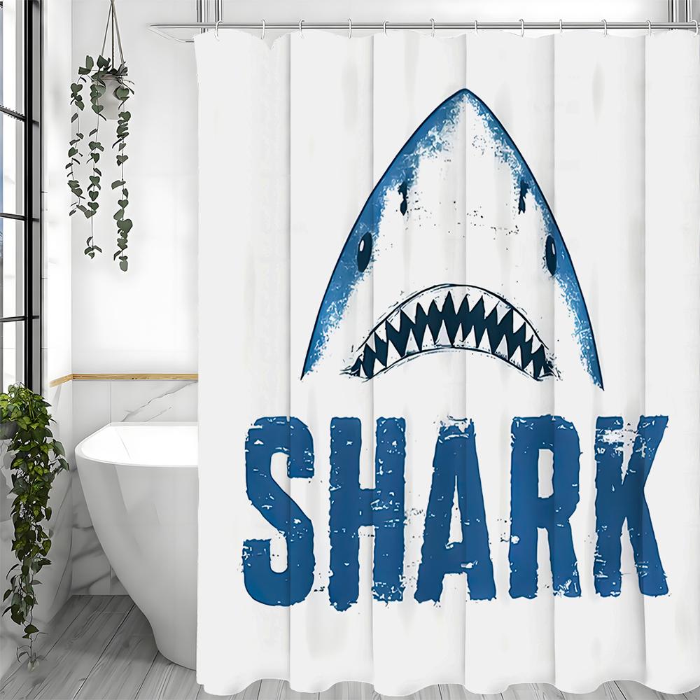Shark Shower Curtain, Bathroom Decorative Shower Curtain, Waterproof Shower Curtain with Hooks