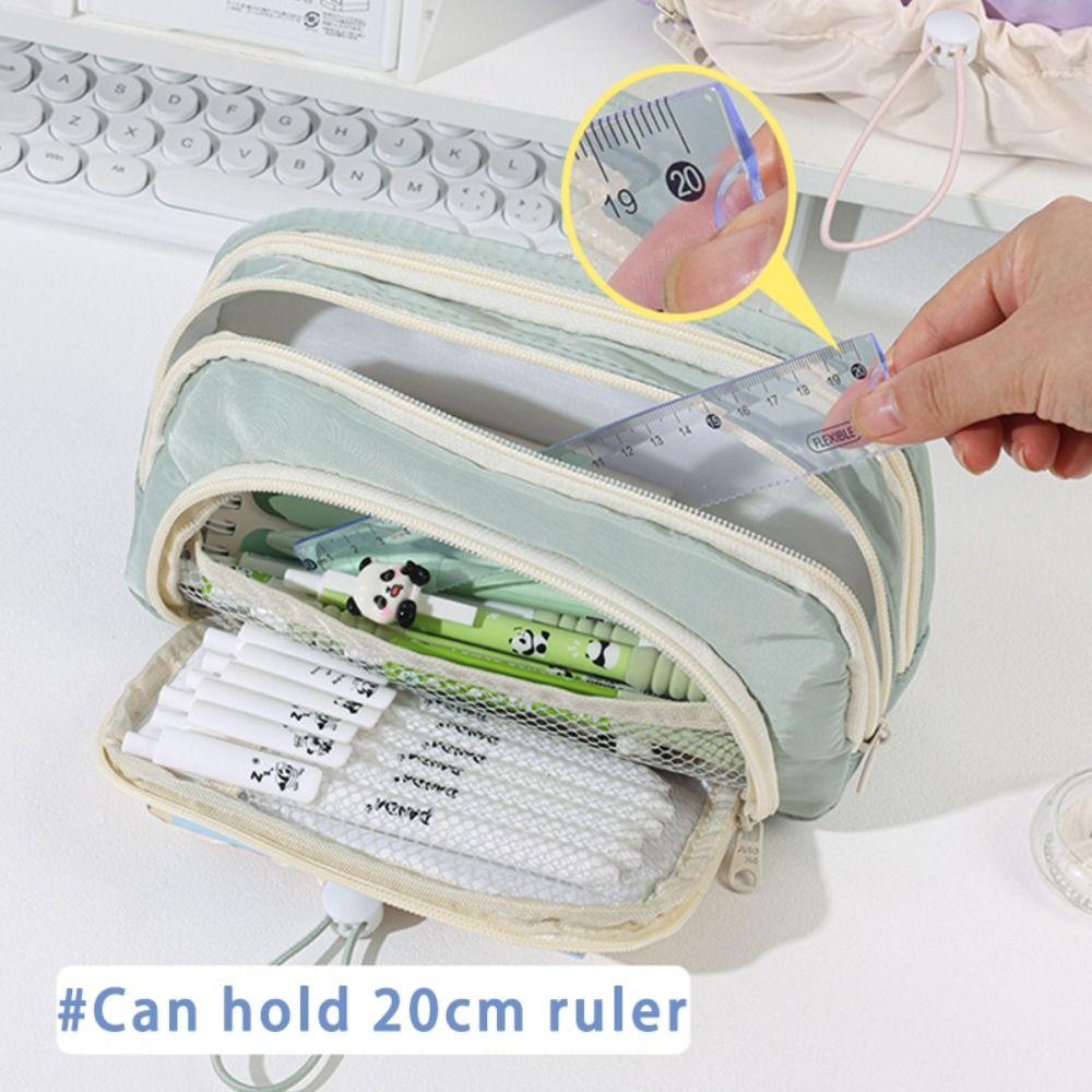 Zipper Pen Bag Five-Layer Pen Storage Bag Multifunctional Pencil Box Student
