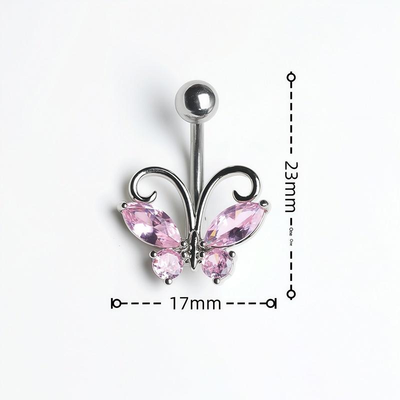 Butterfly Belly Button Ring Navel Rings Zircon Umbilical Ring Hypoallergenic Tummy Ring Piercing