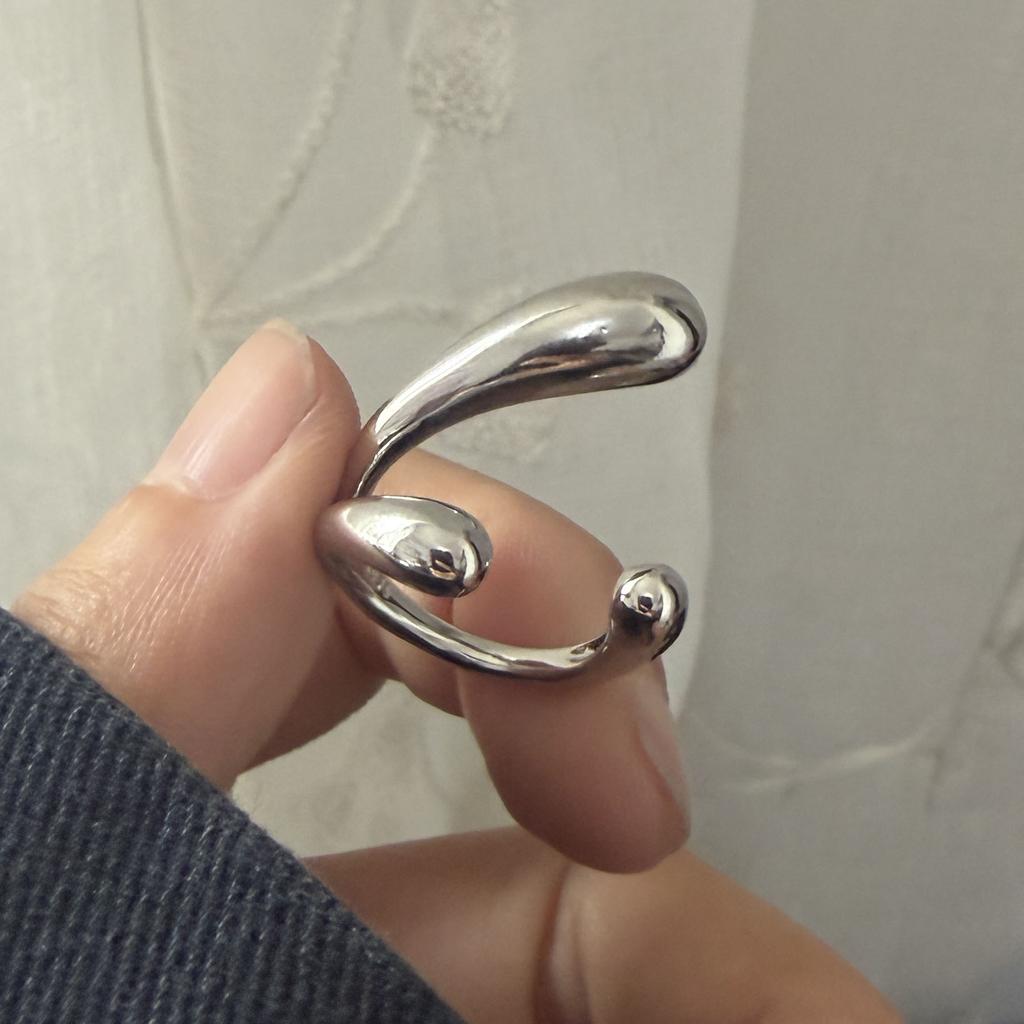 925 Sterling Silver Rings for Women Couple Minimalist Handmade Simple Big Line Ring Fine Jewelry Gift Prevent Allergy