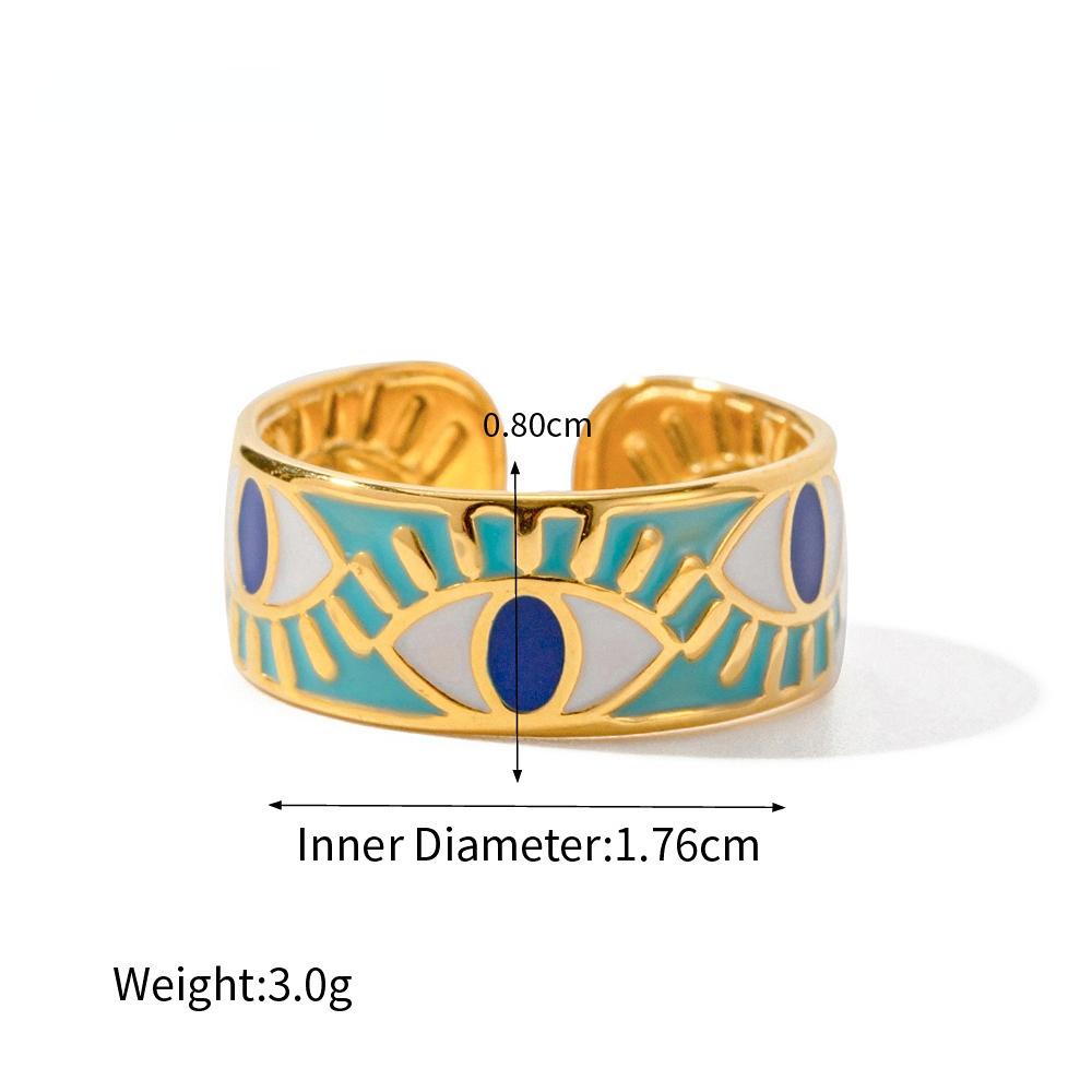 

Uself Vintage Evil Eye Rings For Women Stainless Steel Turkish Wedding Gothic emo Aesthetic 18K Gold Plated Zircon Gift 2026 resizable