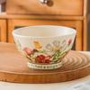 Flowering Hat Bowl Glazed Color Household Ins Style Tableware High Foot Rice Bowl Noodle Bowl Ceramic Rice Soup Bowl