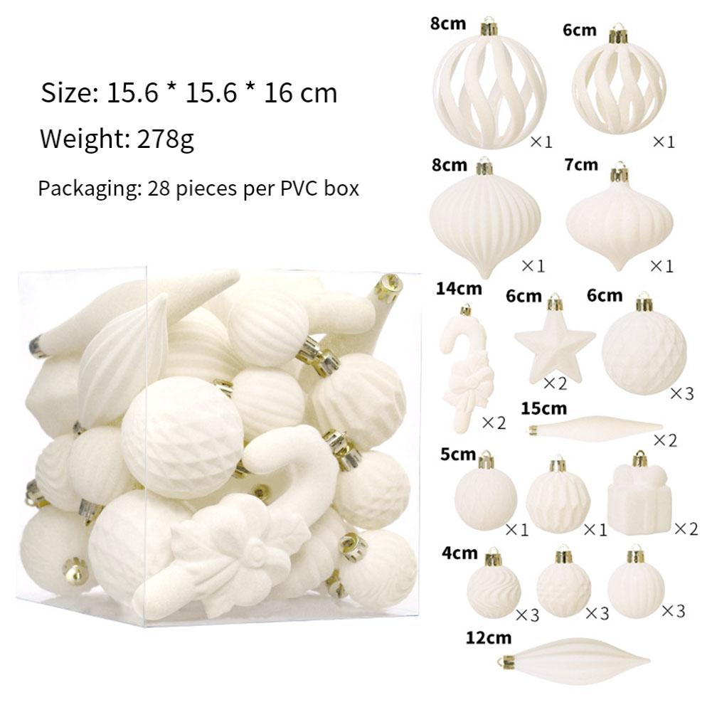 1 Set Christmas Decorations Flocked Christmas Ball Set Christmas Tree Pendants Home Christmas Decoration