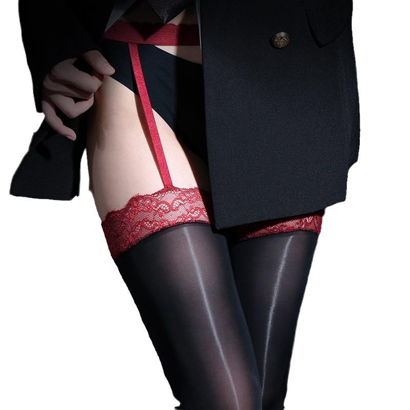 Sexstrømper sexy 8D oljete strømpeholdere tynne blonder hesteoljesokker kvinners oljete lang tube usynlig svart silke