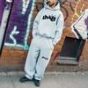 Mens Vintage Streetwear Hoodie Sweatpants Set American Style Casual Tracksuit Teens