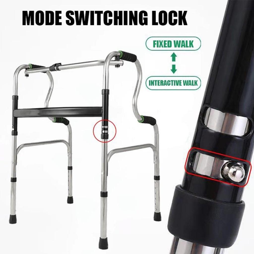 Foldable Elder Walking Frame Adjustable Curve Handle Lightweight Walker Aid Frame Medical Rehabilitation Training Bracket