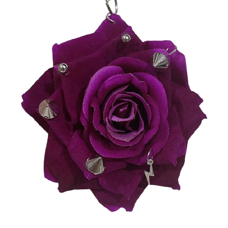 Modern Rose Keyring Studded Design With Sparkling Rivets Stylish Keychain For Everyday Carry or Special Occasion