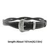 Y2K Black Belt Waist Seal American Style Leather Wide Belt New Rivet Belt  Gifts