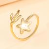 Bohemian Ocean Series Starfish & Seaweed Stainless Steel Open Ring
